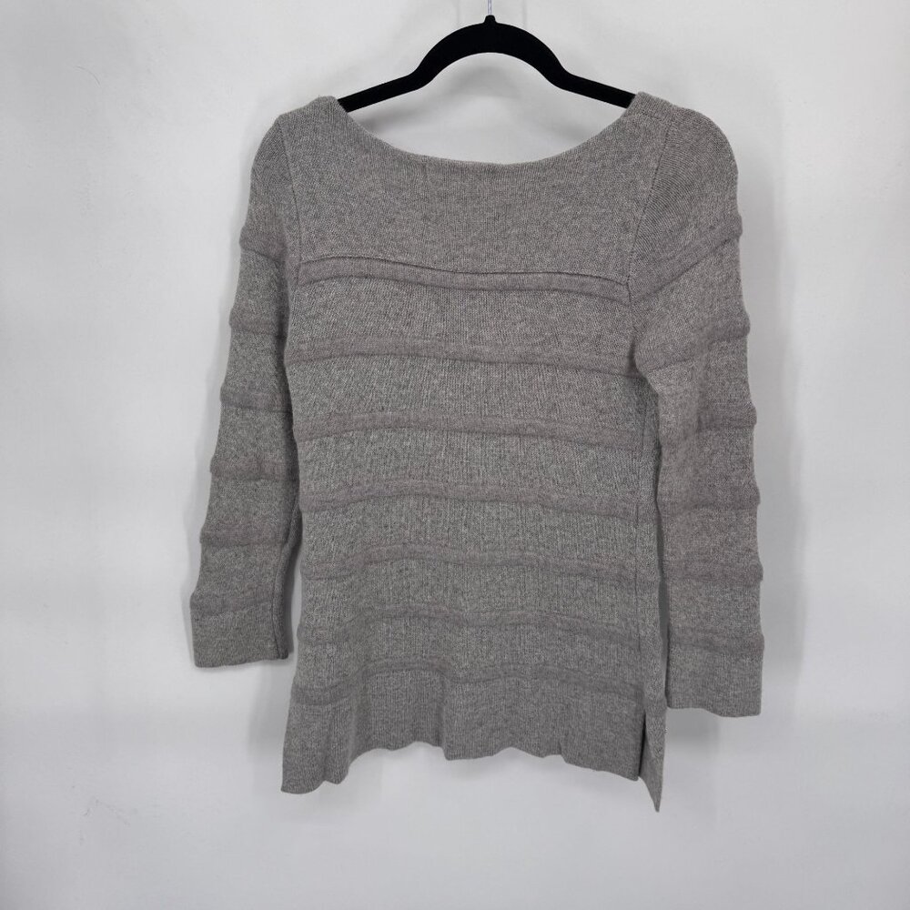 Lacoste Ribbed Sweater‎ Womens 32 Gray Wool Viscose Blend Side Slits - Picture 5 of 7